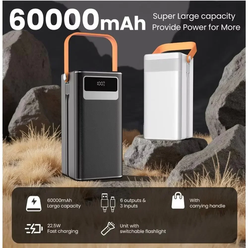 60000mAh Portable Power Bank with LED Light
